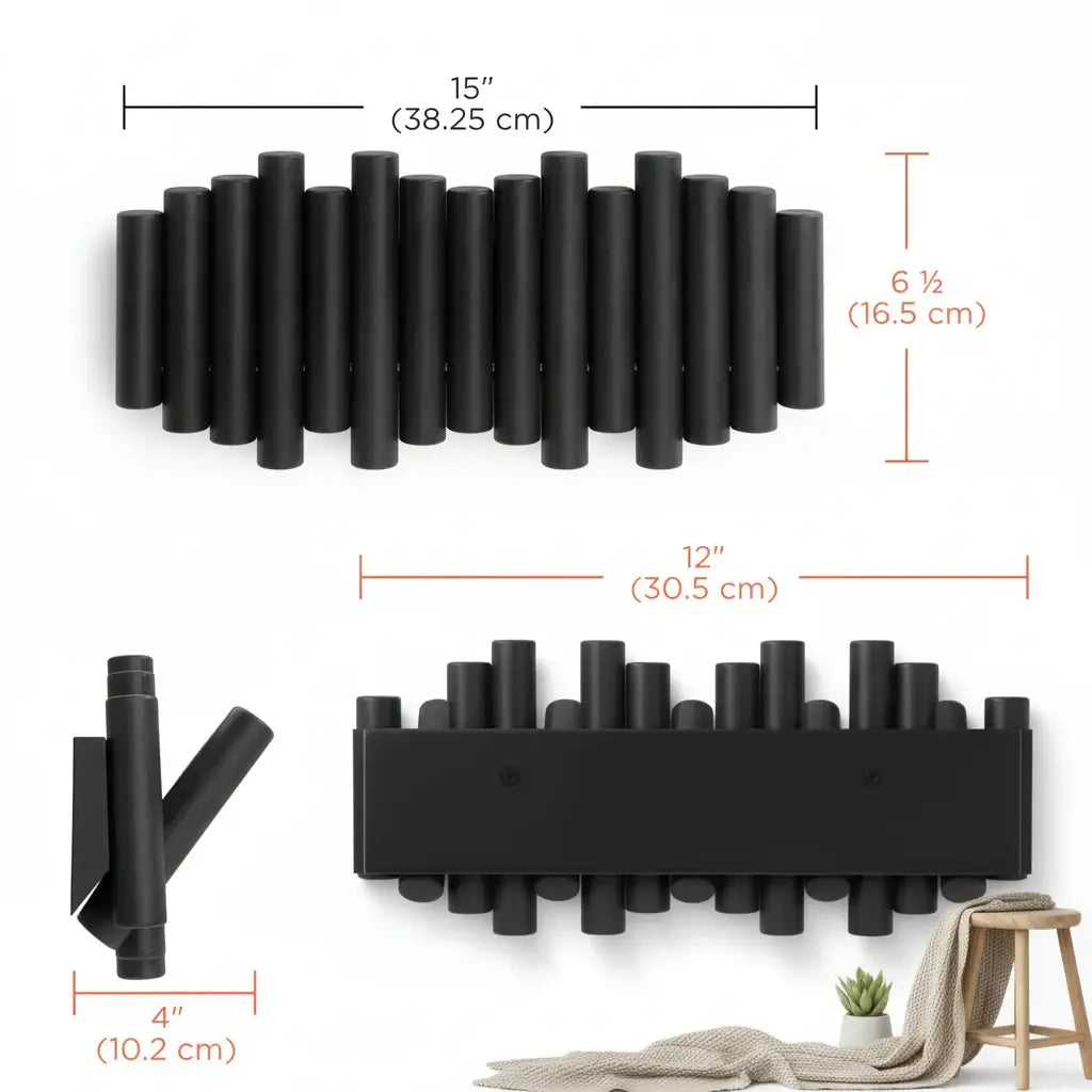 Wall-mounted coat rack with retractable pegs Retractable-2