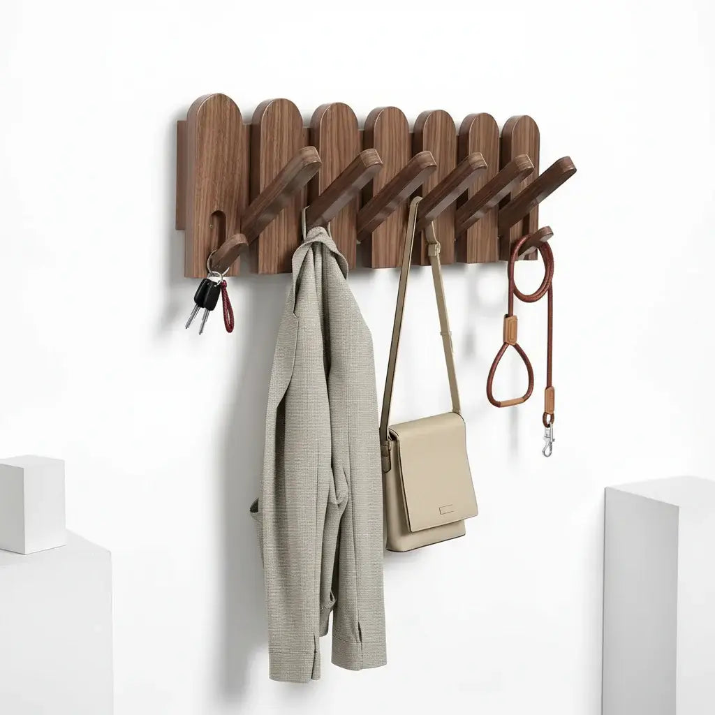 walnut wood wall mounted coat rack Wall Mount,Wall Mounted Coat Rack-0