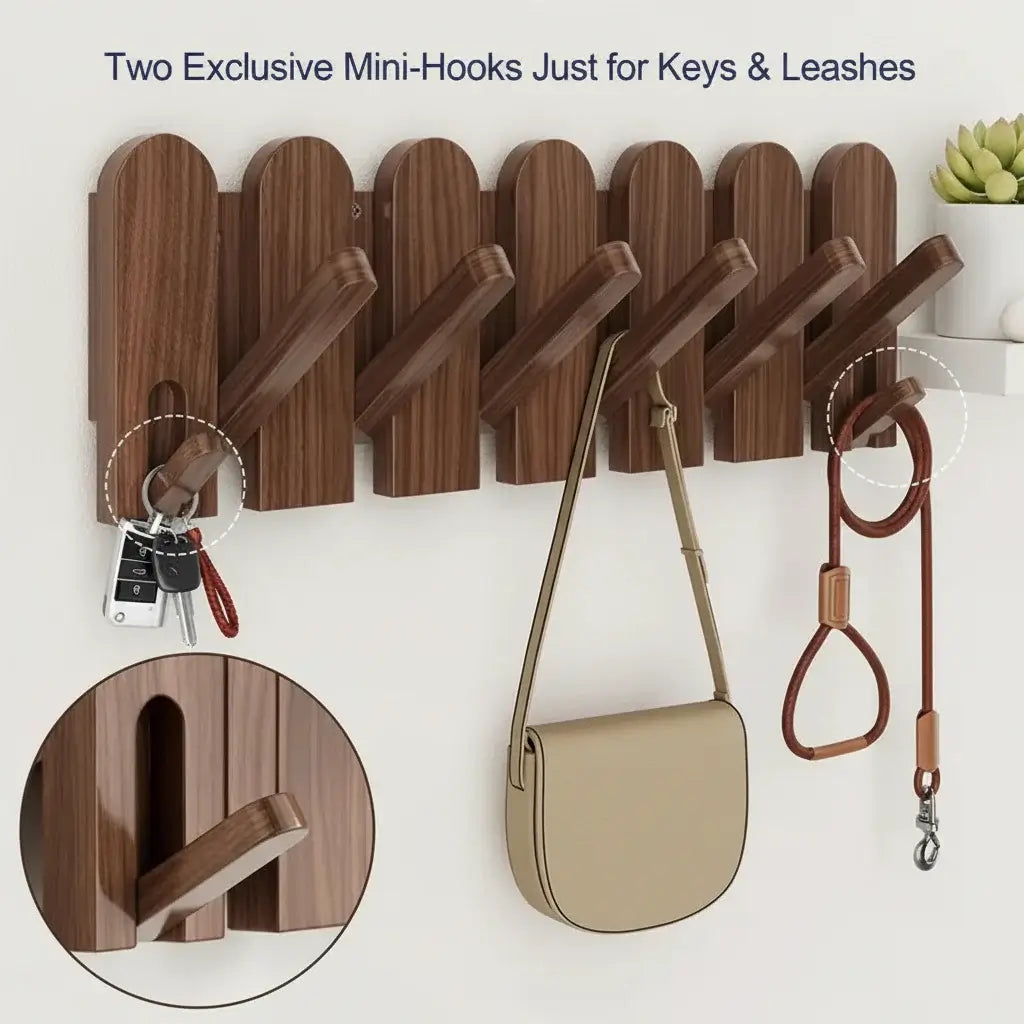 walnut wood wall mounted coat rack Wall Mount,Wall Mounted Coat Rack-3